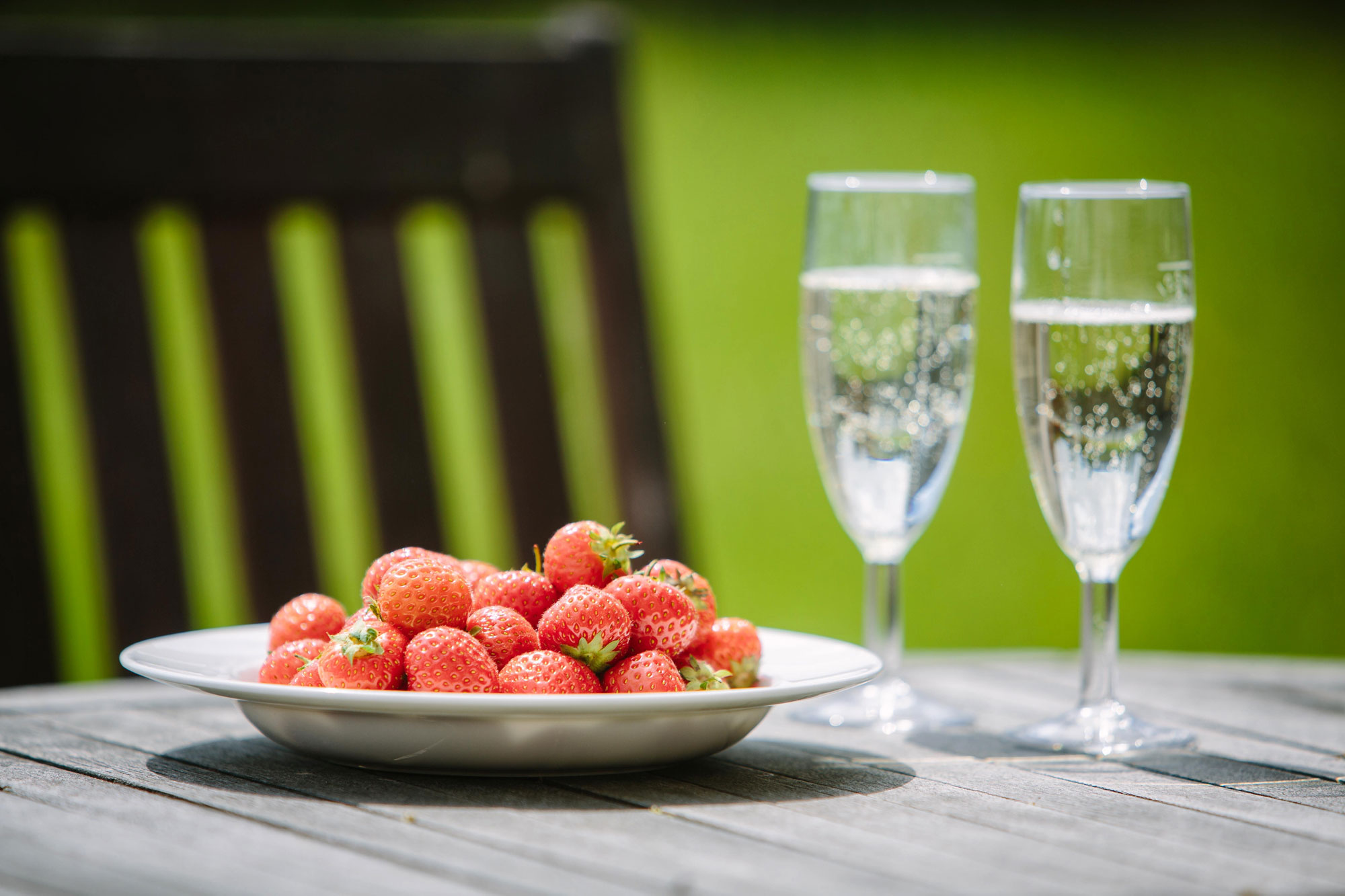 Nothing like a plate of strawberries and a glass of fizz in the garden